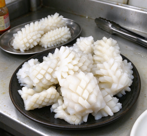 Delicate Squid Slices: Perfectly Marinated and Ready to Enjoy