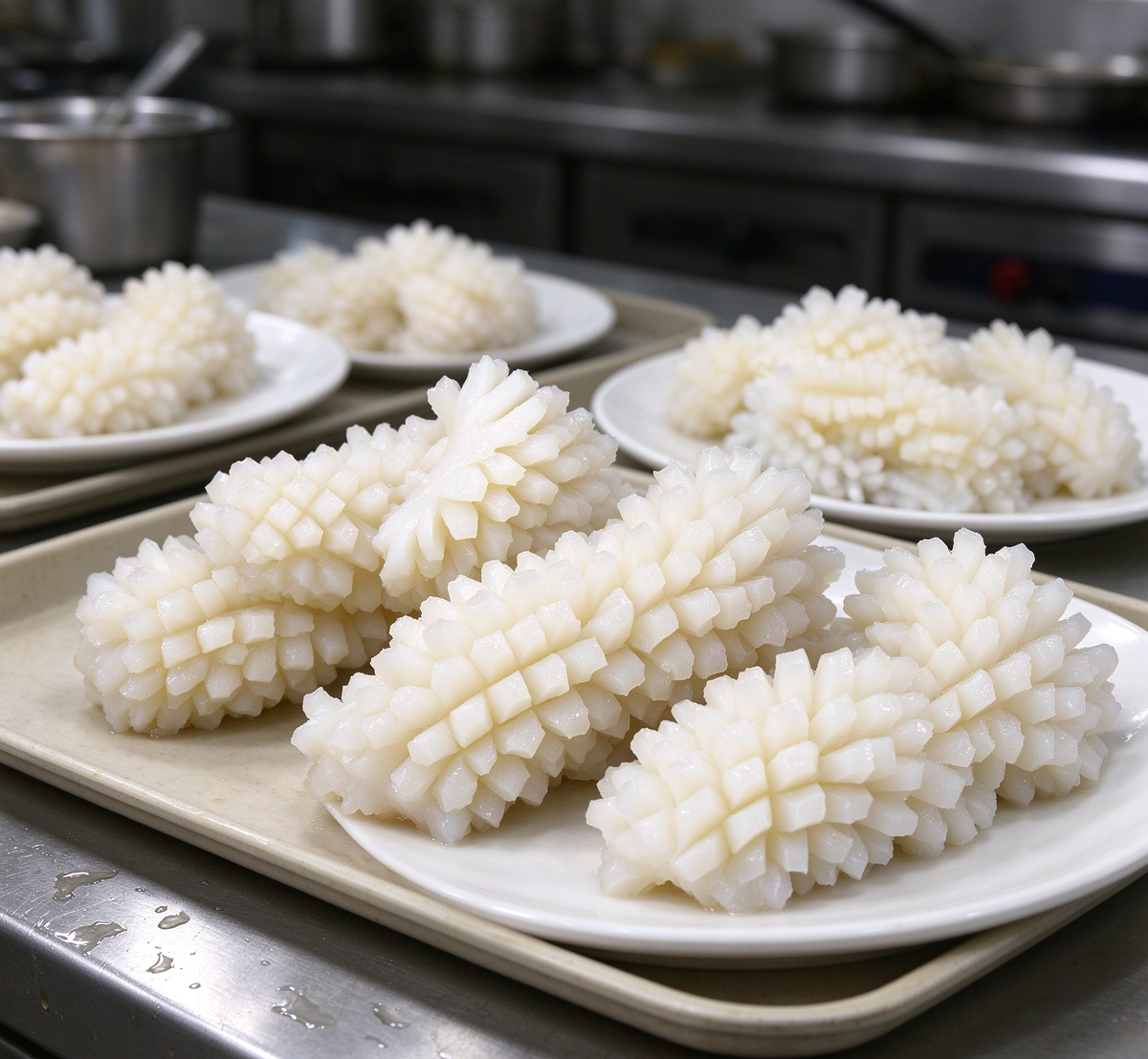 Delicate Squid Slices: Perfectly Marinated and Ready to Enjoy